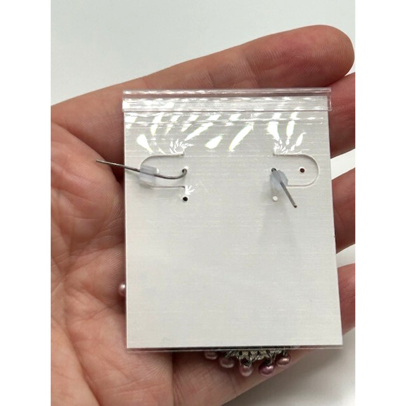 NWT Peyote Bird Pearl Teardrop Chandelier Earrings Genuine Stone Sterling Silver - Picture 4 of 5